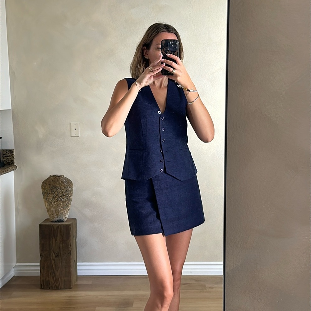 STAUD Navy Women's Skirt and Vest Set - size 4